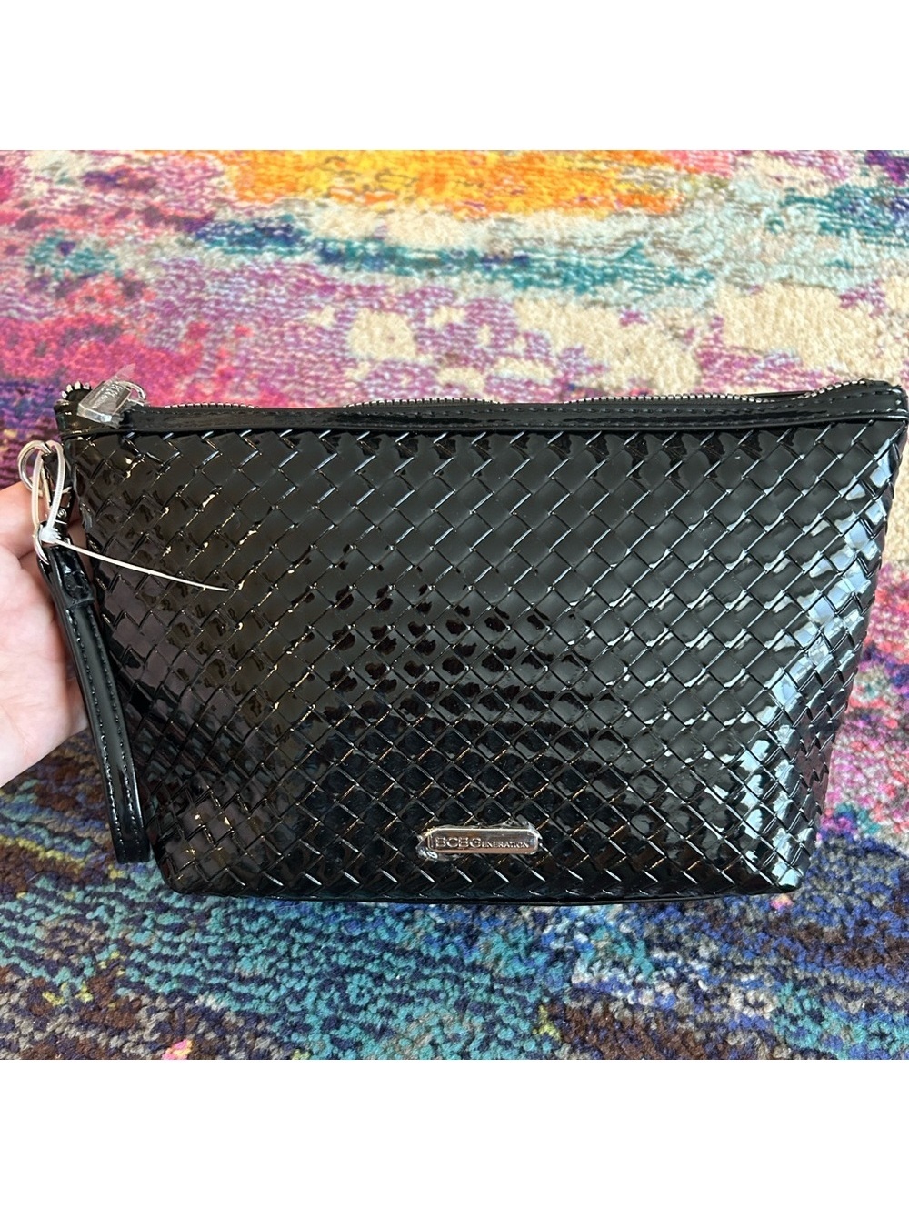BCBG Black Patent Clutch Pouch BCBGeneration